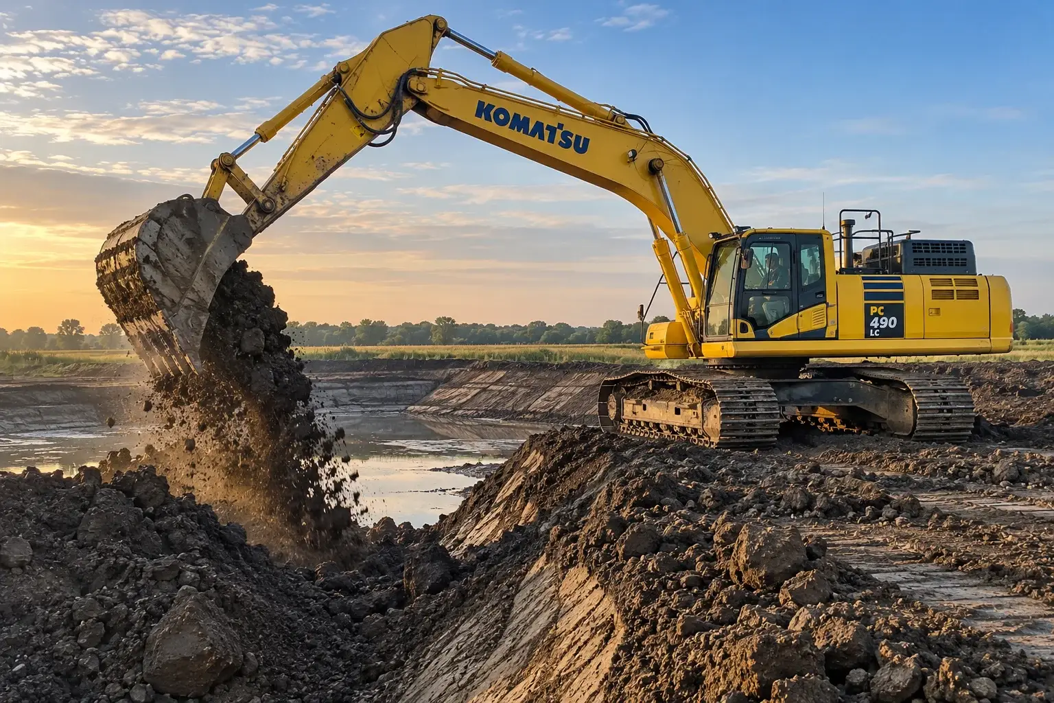 Salz Drainage and Excavating equipment on a job site in Magnolia, IL
