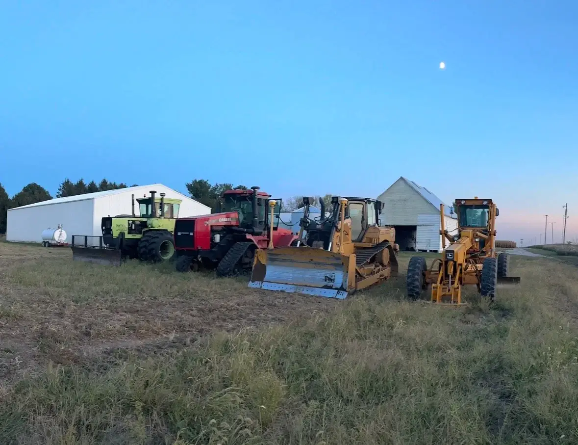 Salz Drainage and Excavating equipment fleet lined up